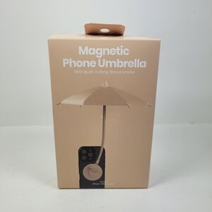 Magnetic Phone Umbrella with Built-in Ring Stand Holder - Tan